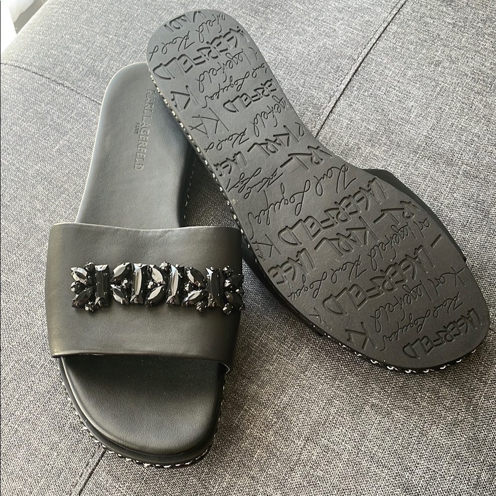 Karl Lagerfeld Black Slide Sandals